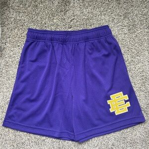 Eric Emanuel Mesh Athletic Shorts Purple Yellow Lakers Size Medium